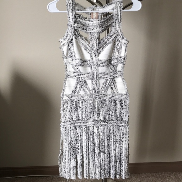 Herve Leger Dresses & Skirts - HERVE LEGER “Joseline” White Fringe Dress